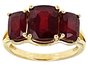 Pre-Owned Red Rectangular Cushion Mahaleo® Ruby 14k Yellow Gold Ring 5.94ctw