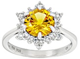 Pre-Owned Yellow Lab Created Sapphire Rhodium Over Sterling Silver Ring 2.50ctw