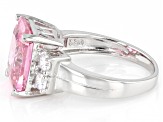 Pre-Owned Pink And White Cubic Zirconia Rhodium Over Sterling Silver Ring 9.22ctw