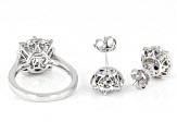 Pre-Owned White Cubic Zirconia Platineve Ring and Earring Set 9.68ctw