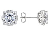 Pre-Owned White Cubic Zirconia Platineve Ring and Earring Set 9.68ctw