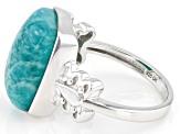 Pre-Owned Green Amazonite Rhodium Over Sterling Silver Ring