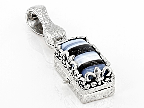 Pre-Owned Blue Opal Silver Locket Enhancer Locket