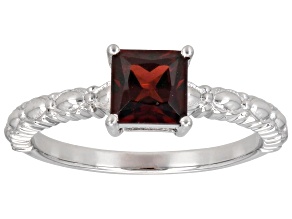 Pre-Owned Red Garnet Rhodium Over Sterling Silver Ring 1.26ct