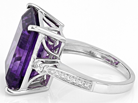 Pre-Owned Purple African Amethyst with White Zircon Rhodium Over Sterling Silver Ring 10.10ctw