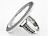 Pre-Owned Sterling Silver Oxidized Wheat Design Hammered Oval Ring