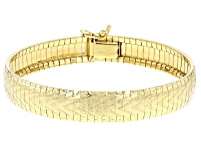 Pre-Owned 18k Yellow Gold Over Sterling Silver 10mm Diamond-Cut Cleopatra Bracelet