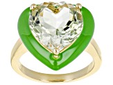 Pre-Owned Green Prasiolite 14k Yellow Gold Over Silver Solitaire Ring 4.00ct