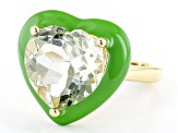 Pre-Owned Green Prasiolite 14k Yellow Gold Over Silver Solitaire Ring 4.00ct