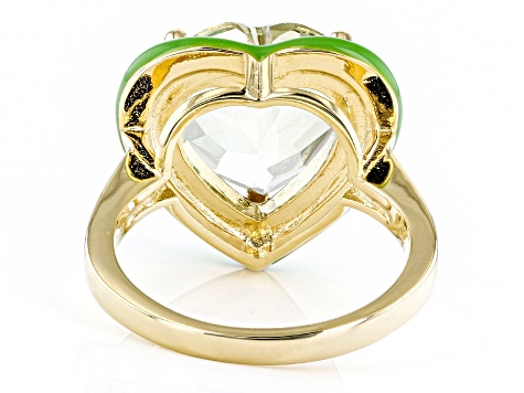 Pre-Owned Green Prasiolite 14k Yellow Gold Over Silver Solitaire Ring 4.00ct