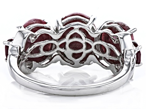 Pre-Owned Pink Thulite Rhodium Over Sterling Silver Band Ring 0.32ctw