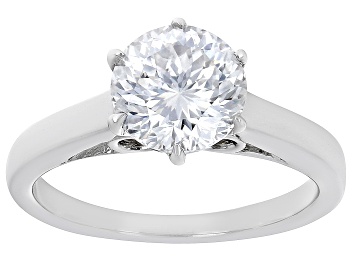 Picture of Pre-Owned Moissanite Inferno cut Platineve Solitaire ring 2.17ct DEW.