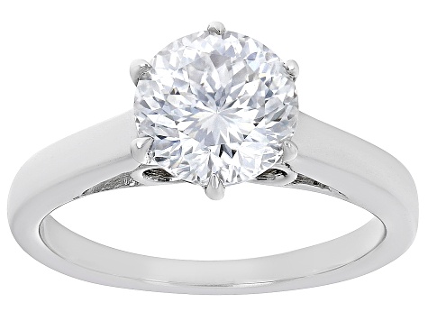 Pre-Owned Moissanite Inferno cut Platineve Solitaire ring 2.17ct DEW.