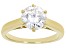 Pre-Owned Moissanite Inferno cut 14k yellow gold over sterling silver solitaire ring 2.17ct DEW.