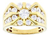 Pre-Owned Moissanite 14k Yellow Gold Over Silver Mens Ring 2.44ctw DEW.