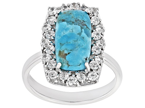 Pre-Owned Blue Turquoise Rhodium Over Sterling Silver Ring 1.32ctw