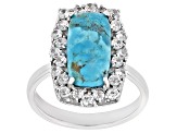 Pre-Owned Blue Turquoise Rhodium Over Sterling Silver Ring 1.32ctw
