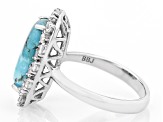 Pre-Owned Blue Turquoise Rhodium Over Sterling Silver Ring 1.32ctw