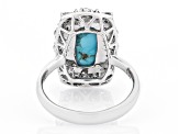 Pre-Owned Blue Turquoise Rhodium Over Sterling Silver Ring 1.32ctw