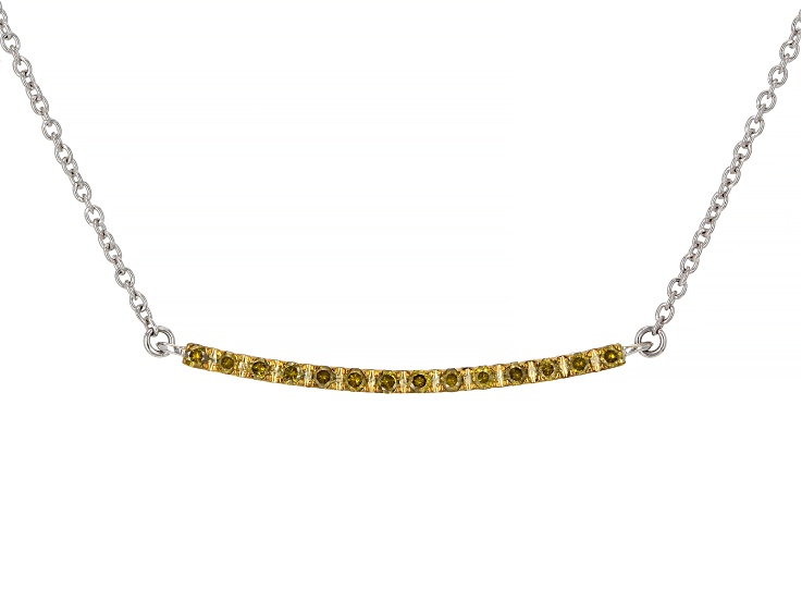 Pre-Owned Yellow Diamond Rhodium Over Sterling Silver Necklace 0.25ctw
