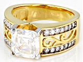 Pre-Owned Moissanite 14k Yellow Gold Over Silver Engagement Ring 3.81ctw DEW.
