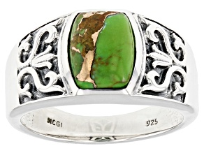 Pre-Owned Green Turquoise Silver Men's Ring