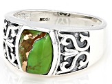 Pre-Owned Green Turquoise Silver Men's Ring