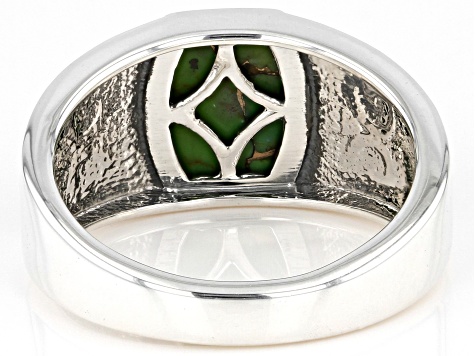 Pre-Owned Green Turquoise Silver Men's Ring