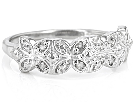 Pre-Owned White Diamond Accent Rhodium Over Sterling Silver Band Ring
