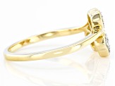 Pre-Owned White Diamond 14k Yellow Gold Over Sterling Silver Three Leaf Clover Ring 0.15ctw