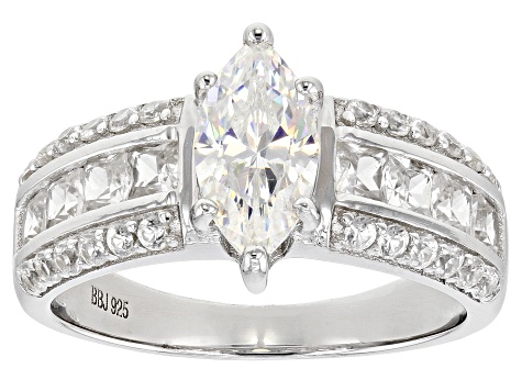 Pre-Owned Fabulite Strontium Titanate and white zircon rhodium over sterling silver ring 2.45ctw