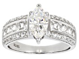 Pre-Owned Fabulite Strontium Titanate and white zircon rhodium over sterling silver ring 2.45ctw