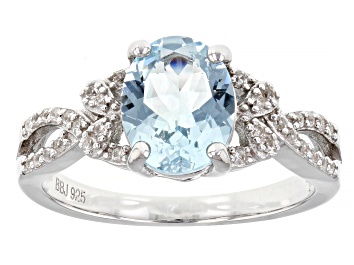 Picture of Pre-Owned Blue Aquamarine Rhodium Over Sterling Silver Ring 1.59ctw