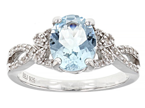 Pre-Owned Blue Aquamarine Rhodium Over Sterling Silver Ring 1.59ctw