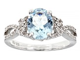 Pre-Owned Blue Aquamarine Rhodium Over Sterling Silver Ring 1.59ctw