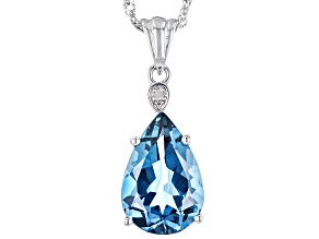 Pre-Owned London Blue Topaz Rhodium Over Sterling Silver Pendant With Chain 5.68ctw