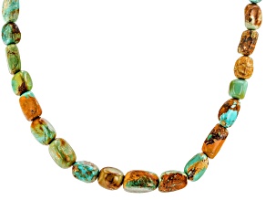 Pre-Owned Kingman Turquoise and Turquoise in Matrix Rhodium Over Sterling Silver 18" Necklace