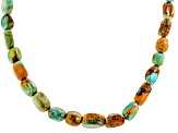 Pre-Owned Kingman Turquoise and Turquoise in Matrix Rhodium Over Sterling Silver 18" Necklace