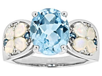Picture of Pre-Owned Sky Blue Topaz Rhodium Over Sterling Silver Ring 4.63ctw