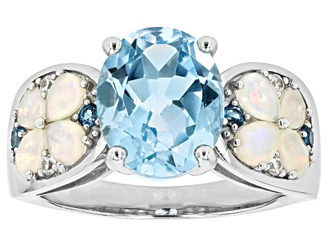 Pre-Owned Sky Blue Topaz Rhodium Over Sterling Silver Ring 4.63ctw