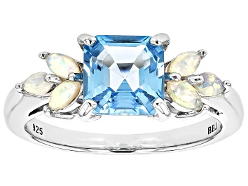 Picture of Pre-Owned Swiss Blue Topaz Rhodium Over Sterling Silver Ring 1.81ctw
