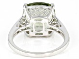 Pre-Owned Green Prasiolite Rhodium Over Sterling Silver Ring. 5.54ctw