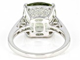 Pre-Owned Green Prasiolite Rhodium Over Sterling Silver Ring. 5.54ctw