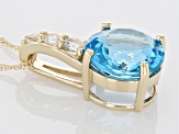 Pre-Owned Swiss Blue Topaz 10k Yellow Gold Pendant With Chain 7.01ctw