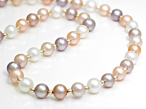 Pre-Owned Multi-Color Cultured Freshwater Pearl 14k Yellow Gold 18 Inch Necklace