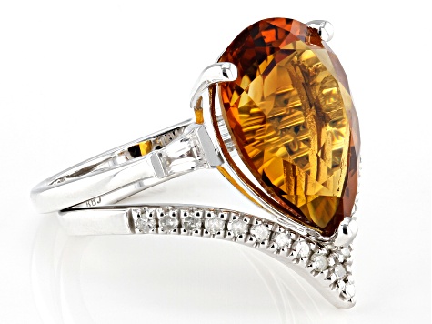 Pre-Owned Orange Madeira Citrine Rhodium Over 10k White Gold Ring 4.97ctw