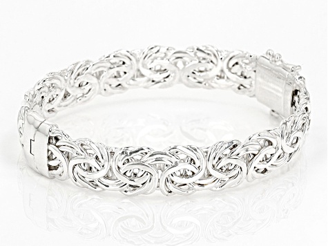 Pre-Owned Sterling Silver 11mm Byzantine Bangle