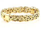 Pre-Owned 18k Yellow Gold Over Sterling Silver 11mm Byzantine Bangle