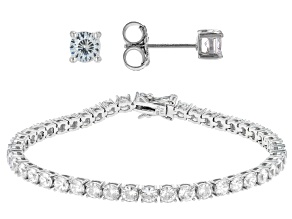 Pre-Owned Dillenium Cut White Cubic Zirconia Rhodium Over Sterling Silver Jewelry Set 18.92ctw
