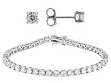 Pre-Owned Dillenium Cut White Cubic Zirconia Rhodium Over Sterling Silver Jewelry Set 18.92ctw